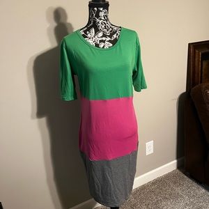 LuLaroe Julia Size Large green/pink/gray